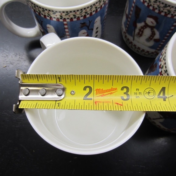 Sakura Snowman Debbie Mumm Ceramic mugs 4”dia Set of 4 Vintage holiday Christmas - Picture 9 of 10